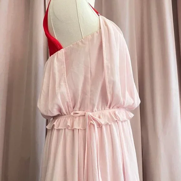 Express Boho Pink And Red Ruffle Dress - Picture 5 of 8